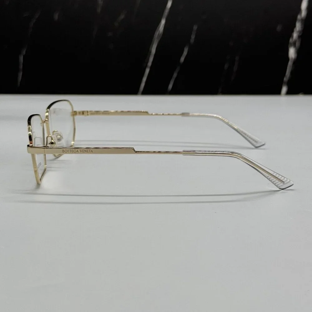 NEW BOTTEGA VENETA BV1073O 002 SQUARE GOLD UNISEX EYEGLASSES